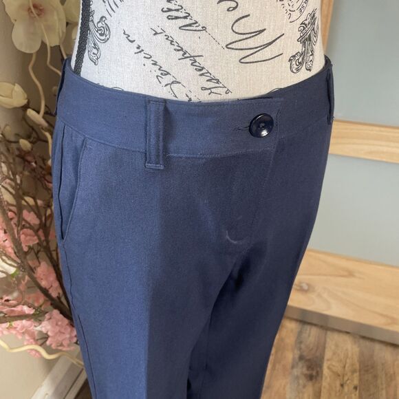 Talbots Pants Womens 4 Petite Blue Straight Leg Flat Front Trousers Slacks - Picture 2 of 9